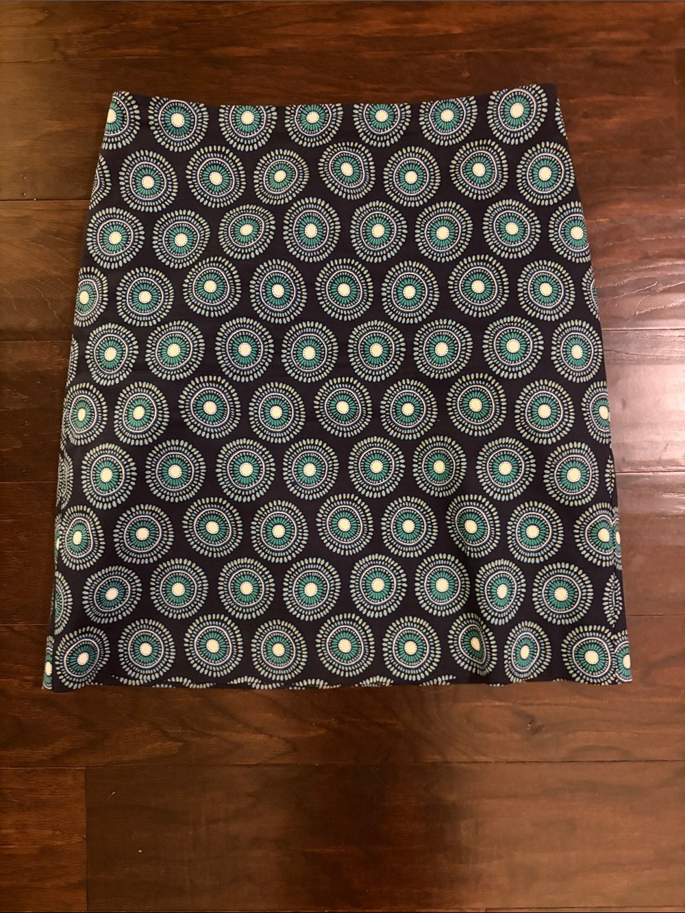 Ann Taylor Factory Navy and Teal Geometric Pencil Skirt